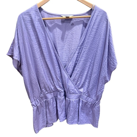 Nine West Women's Light Purple Cinched Waist V-Neck Blouse Size 2X office work - Picture 2 of 13